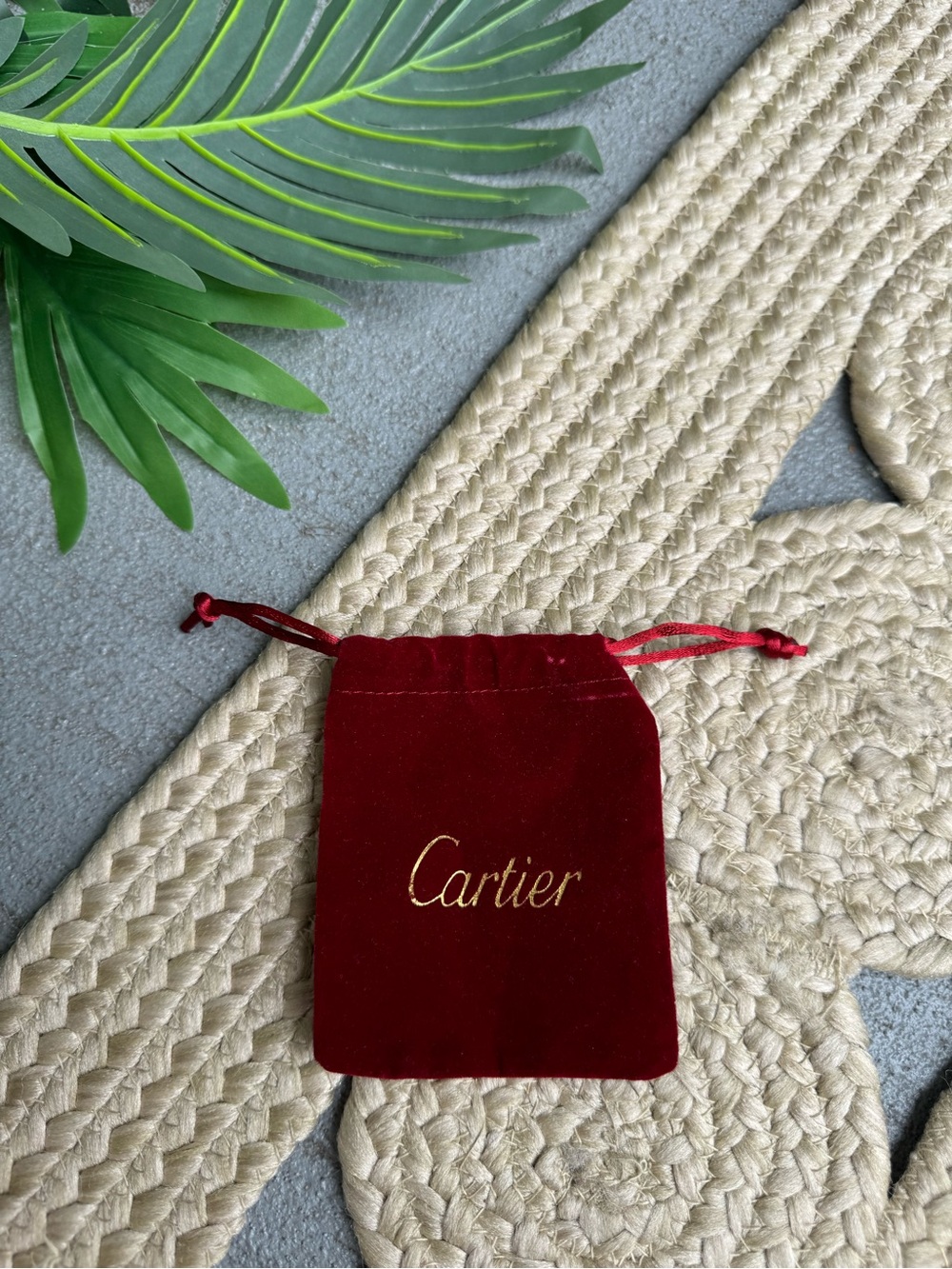 Authentic Cartier Red Velvet Jewelry Pouch / Dust Bag